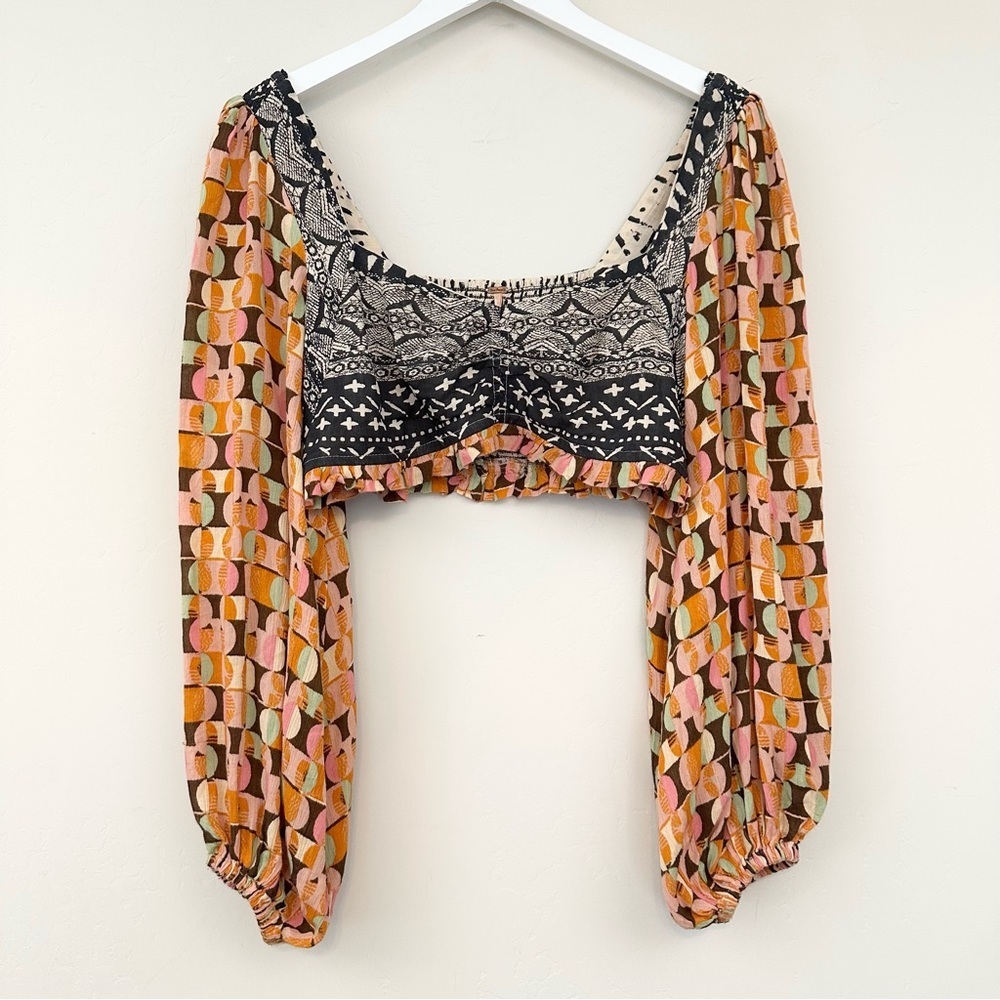 Free People Naomi Printed Longsleeve Crop Top
